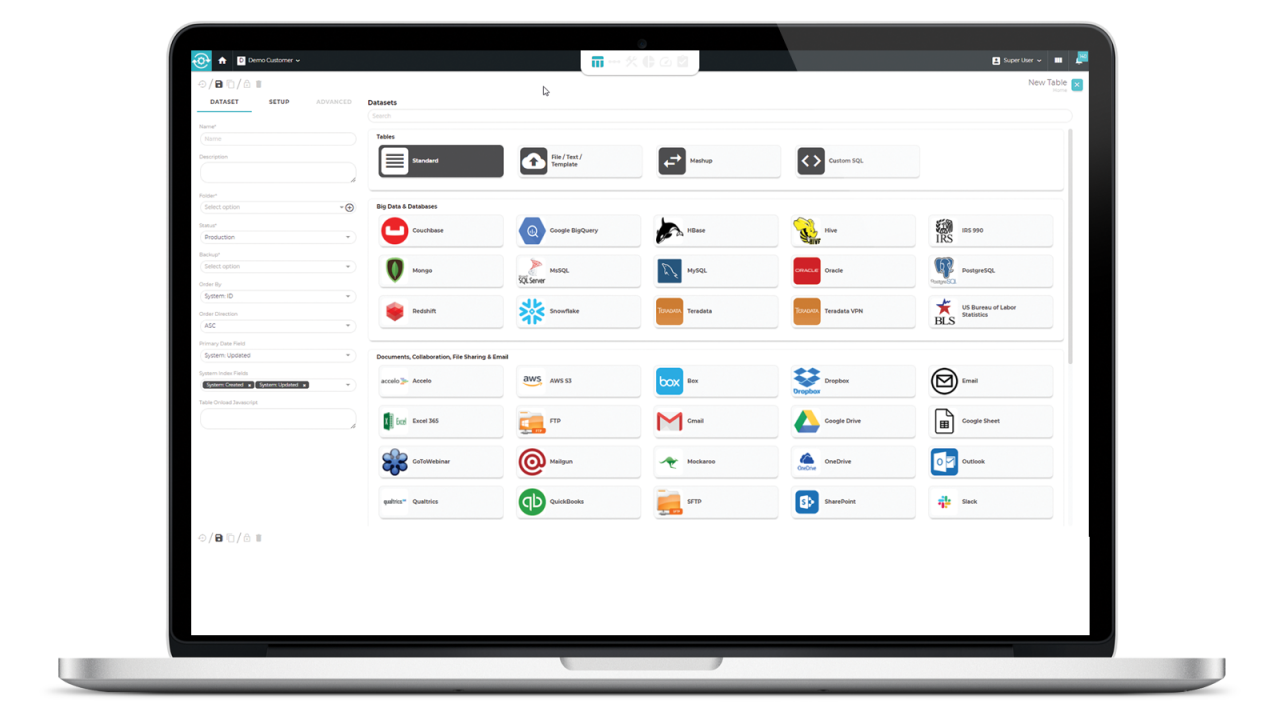 Laptop with Minitab's dataset menu to allow for easy data access and preparation for data exploration.