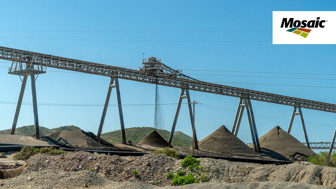 Machine actively extracting phosphorous in a phosphorus mine in California.
