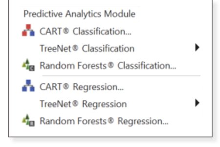 Minitab predictive analytics menu navigation