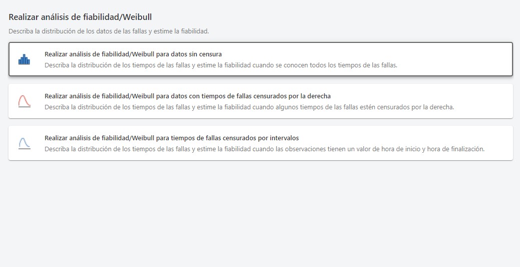 Realizar análisis de confiabilidad/Weibull
