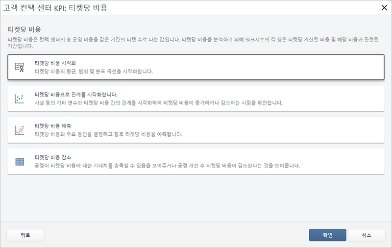 티켓당 잠재적 비용 분석 스크린샷